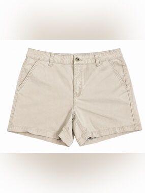 a.n.a Women’s Khaki Flat Front Chino Shorts w/ pockets Size 12